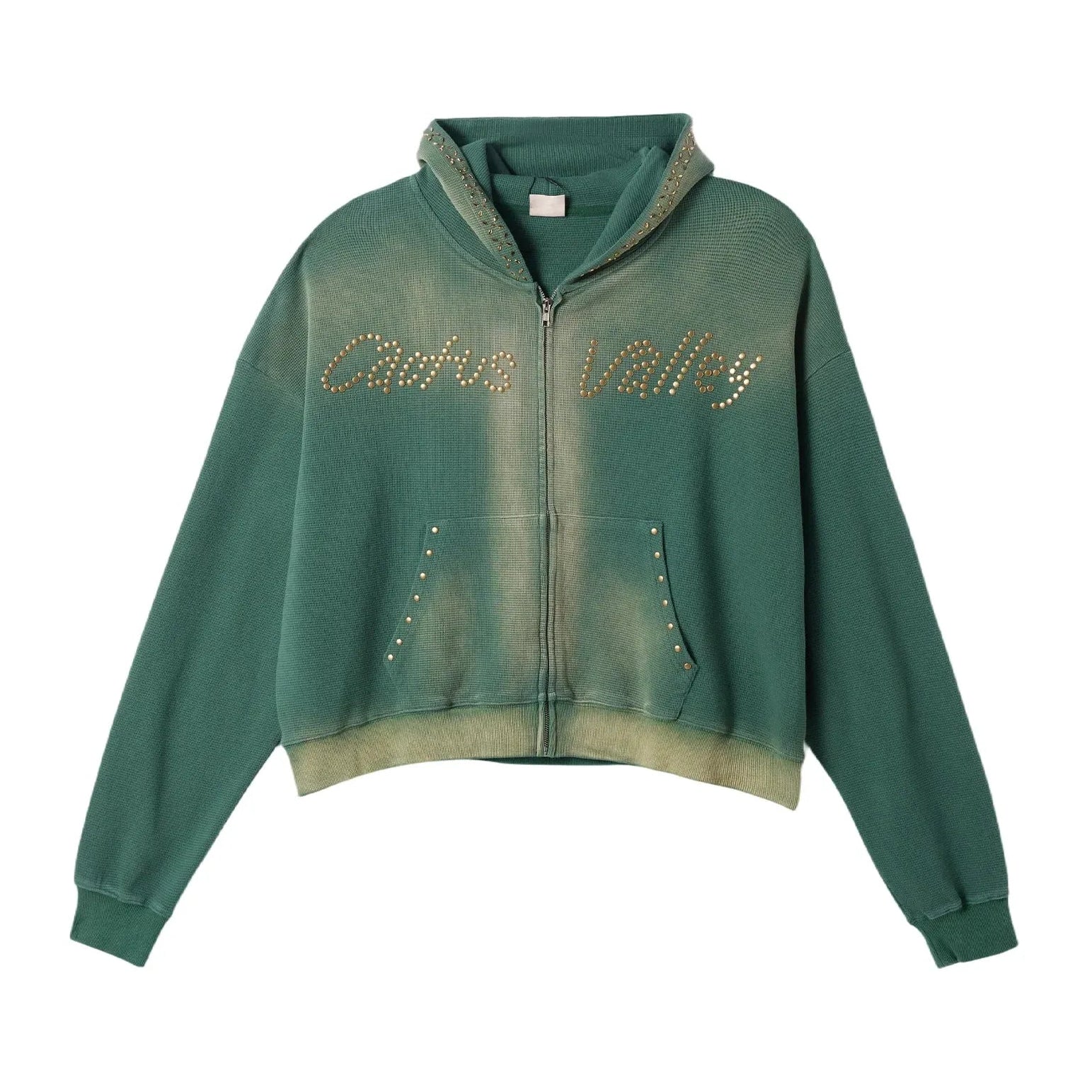 Azva Studded Bolt Hoodie Green