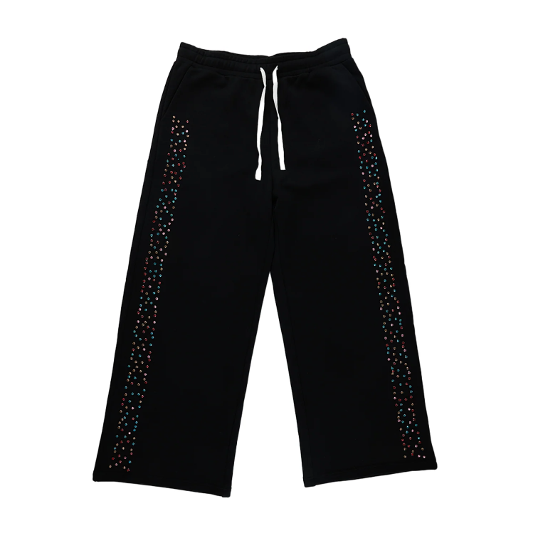 Azva Crystal Cactus Sweats - Black