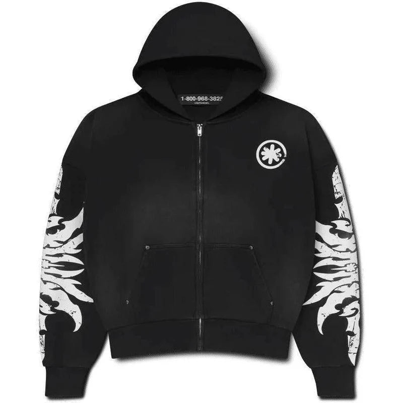 Lost Shdws Complex Con Hoodie Acid Wash Black