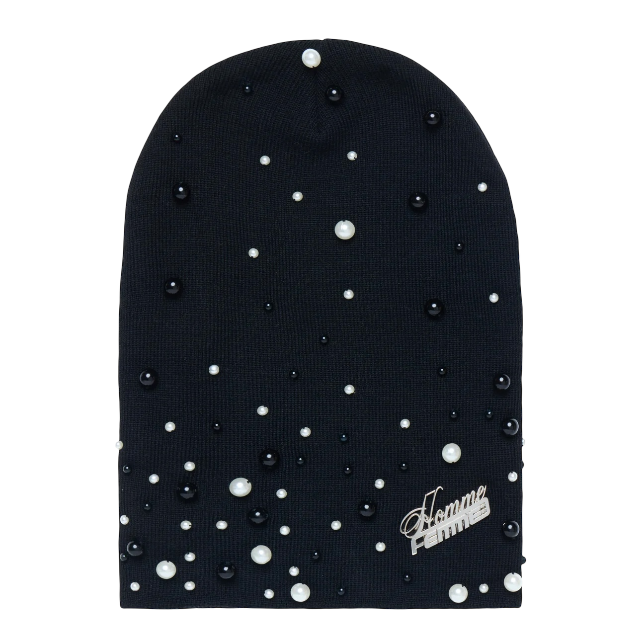 Homme Femme Pearl Beanie Black