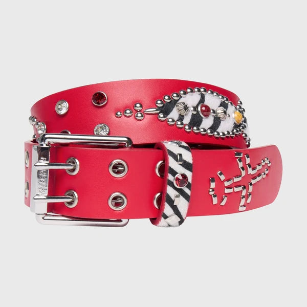 Homme Femme Passport Belt Red