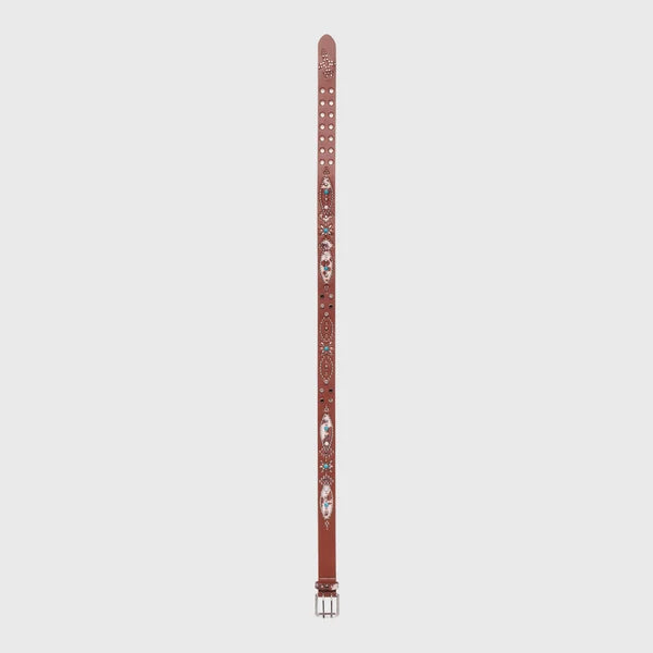 Homme Femme Passport Belt Brown
