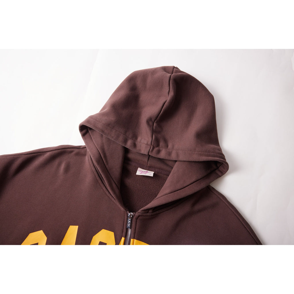 Azva Crooked Cactus Zip Hoodie Brown