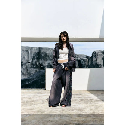 CRYSTAL CACTUS ZIP HOODIE - VINTAGE BLACK