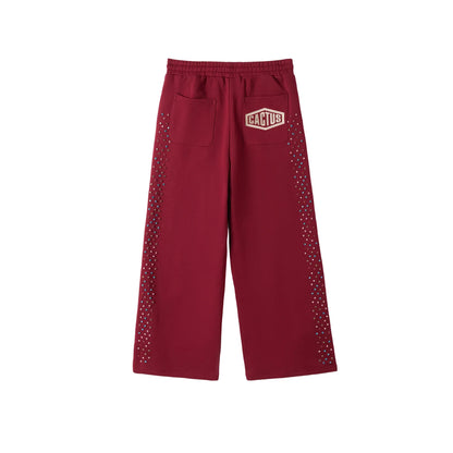 Azva Crystal Cactus Sweatpants Maroon
