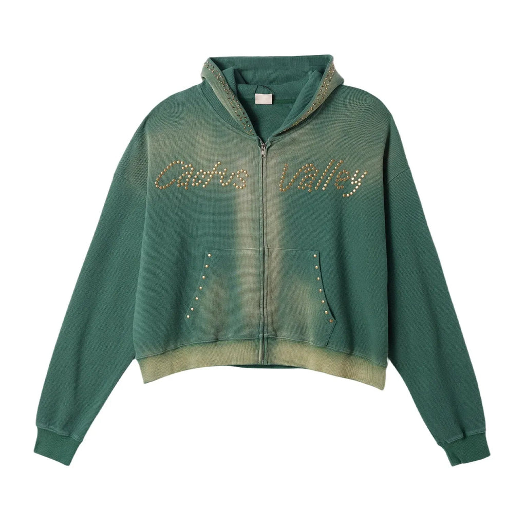 Azva Studded Bolt Hoodie Green
