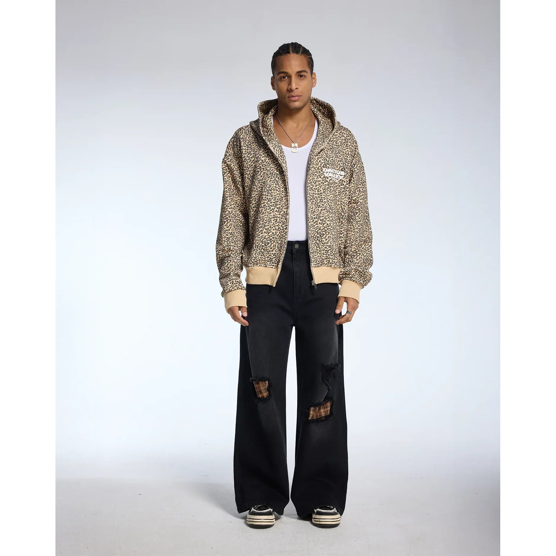 Azva Leopard Zip-Up Hoodie