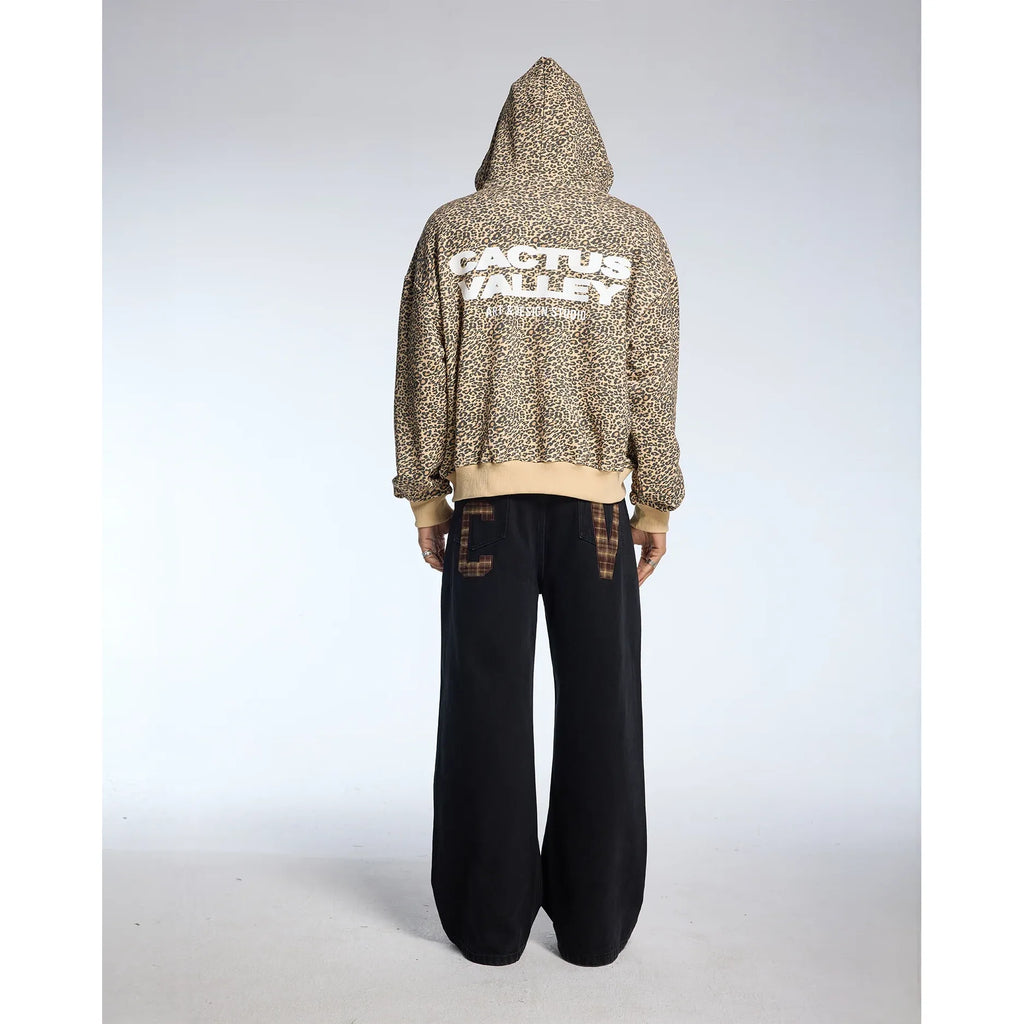 Azva Leopard Zip-Up Hoodie