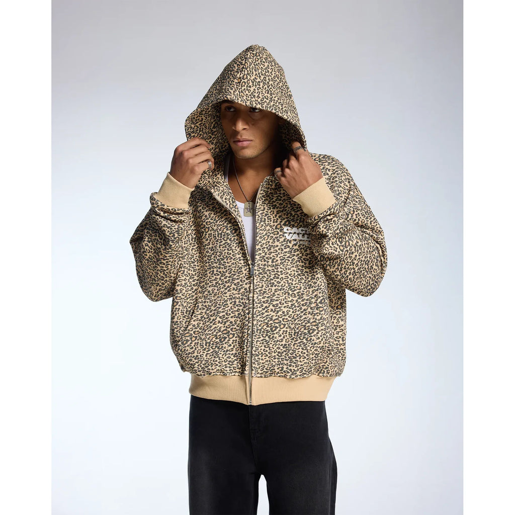 Azva Leopard Zip-Up Hoodie