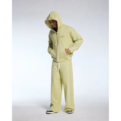 Azva Crystal Cactus Zip-Up Hoodie Sage