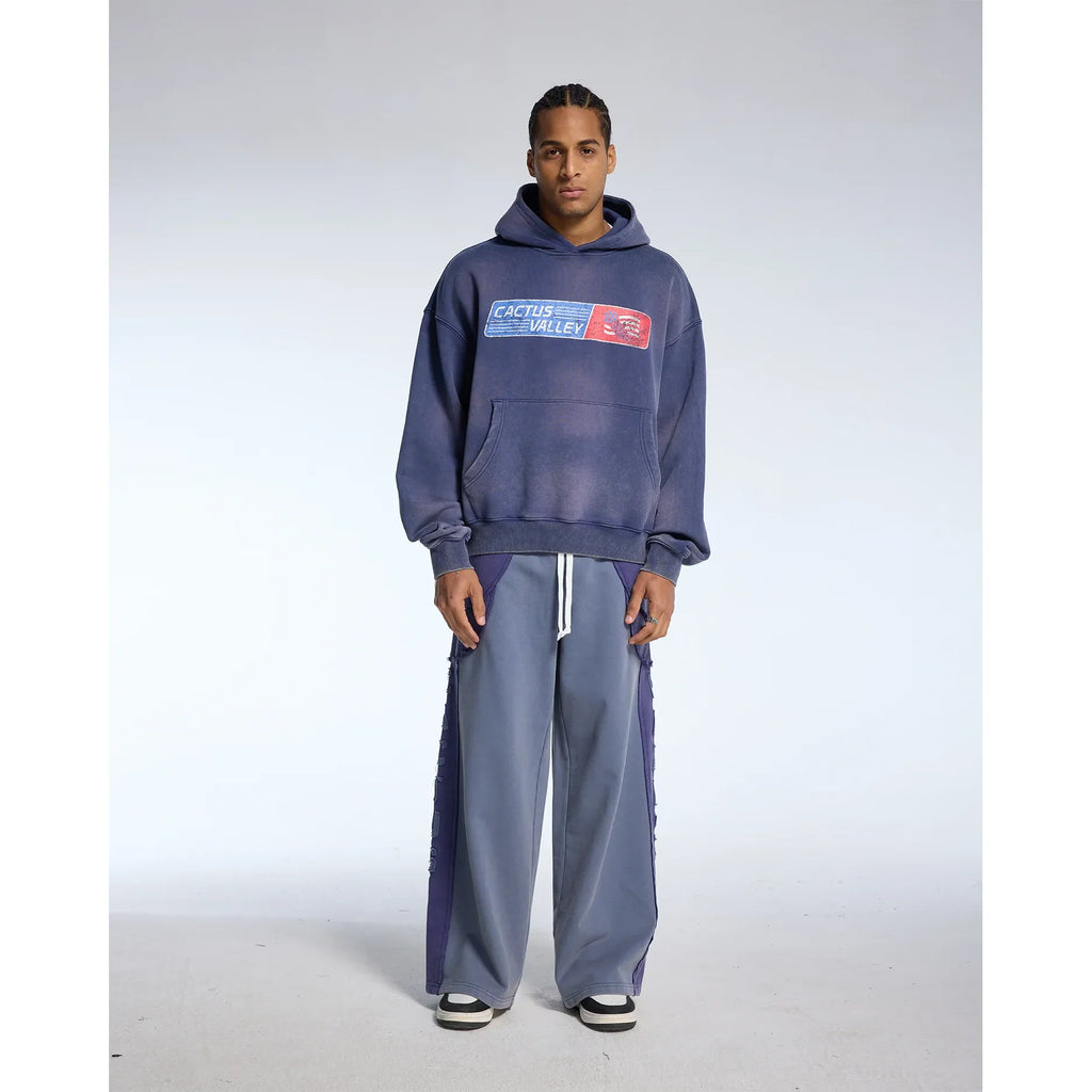 Azva Pit Stop Hoodie Navy Blue Washed