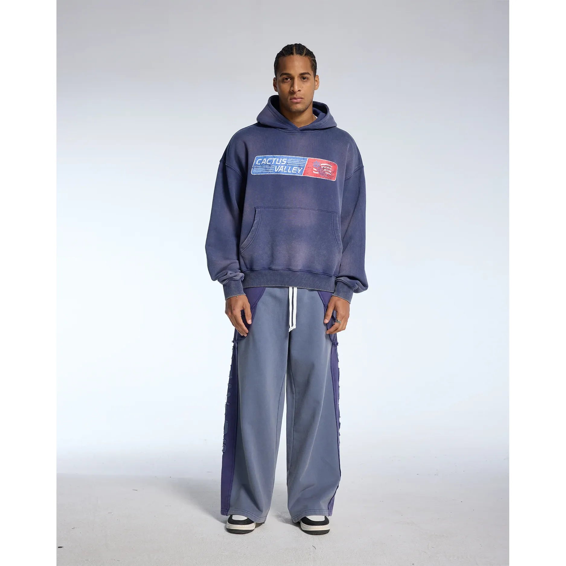 Azva Pit Stop Hoodie Navy Blue Washed