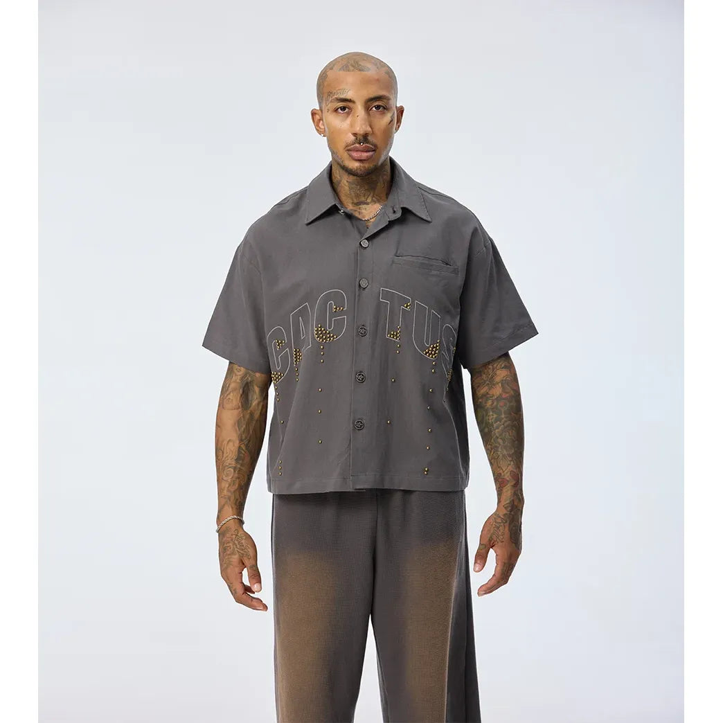 Azva Cactus Stud Drip Button Up