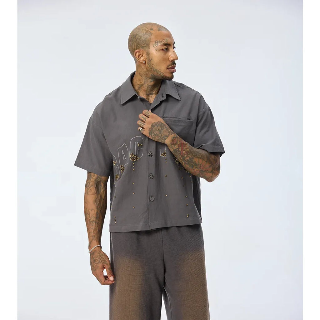 Azva Cactus Stud Drip Button Up