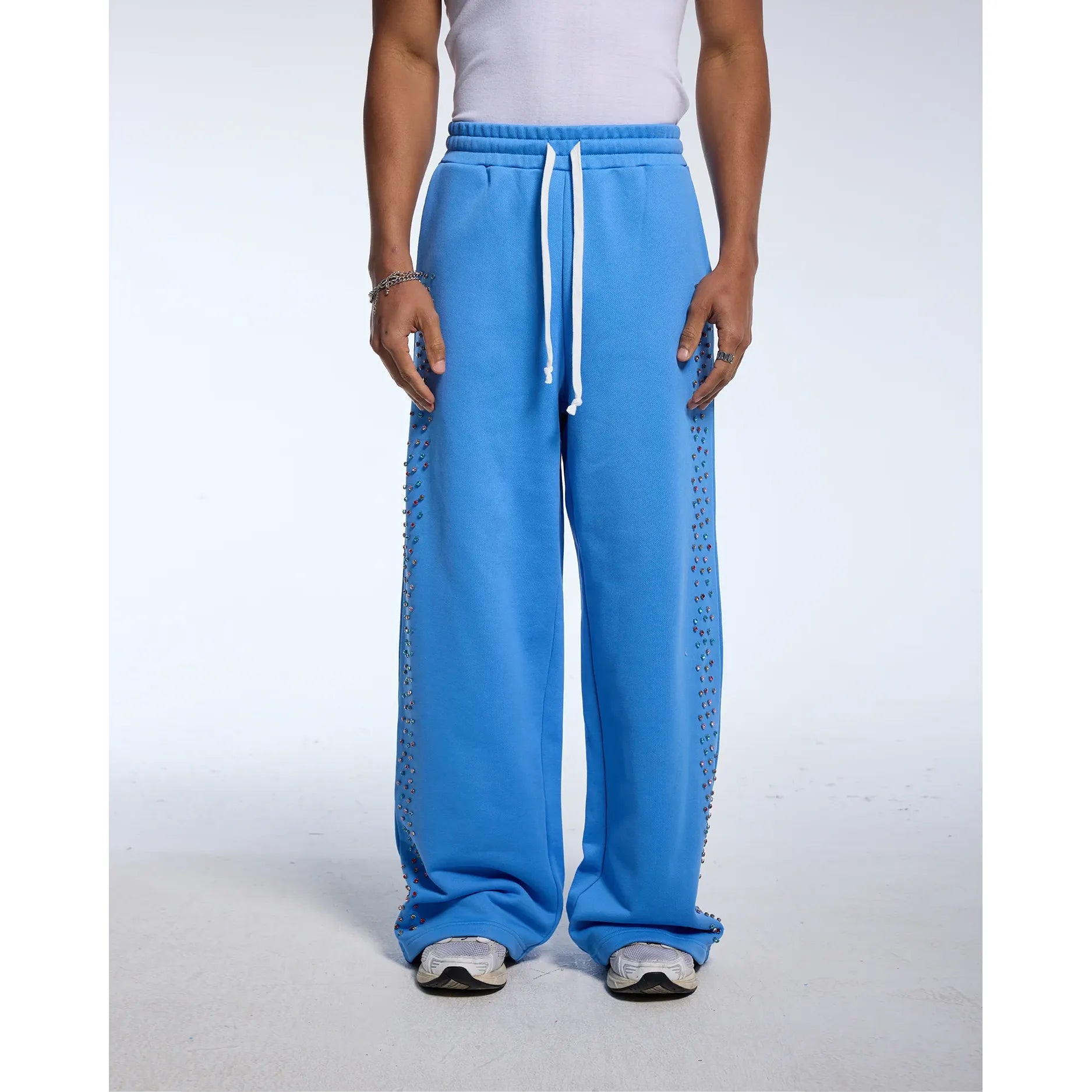 Azva Crystal Cactus Sweatpants Baby Blue