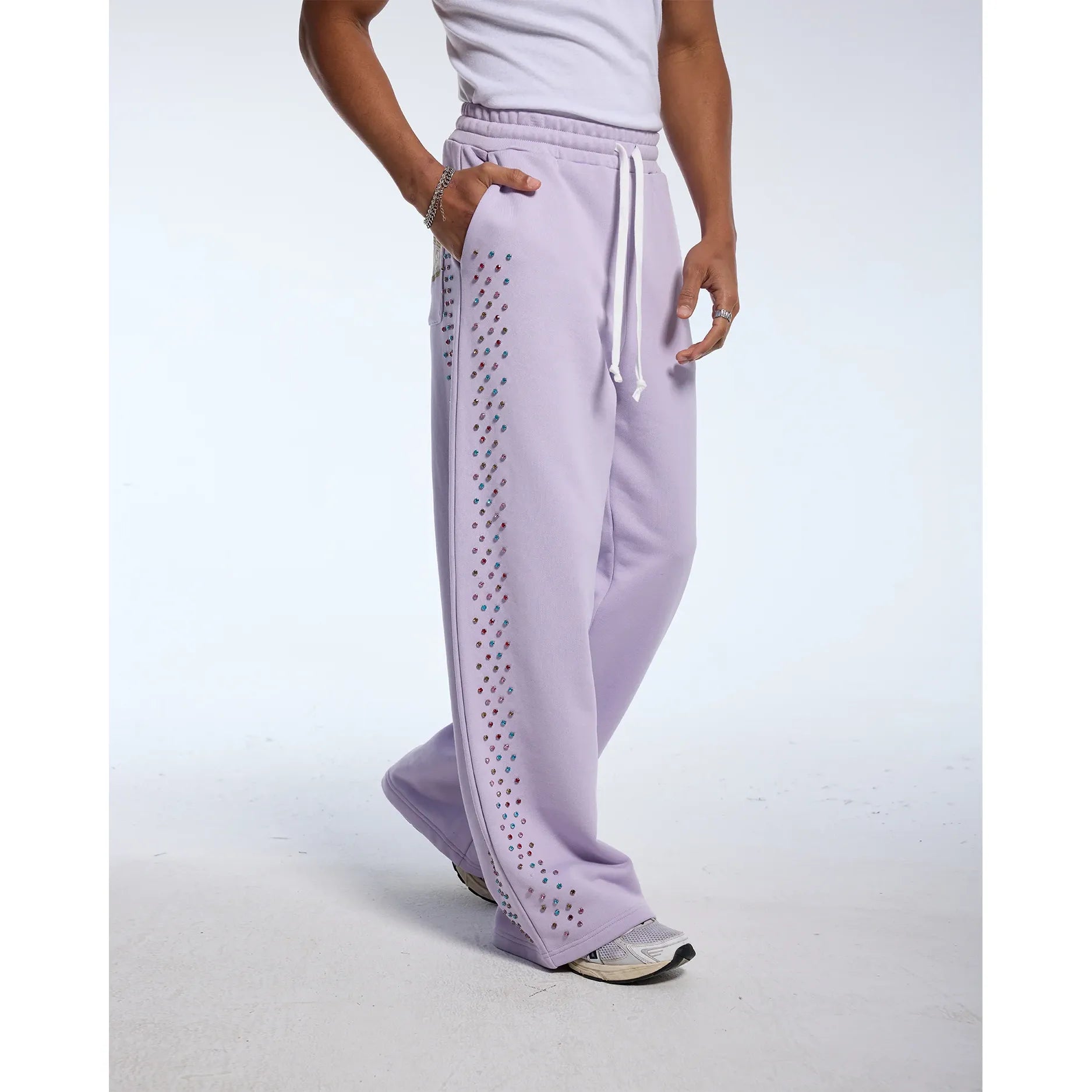 Azva Crystal Cactus Sweatpants Lavender