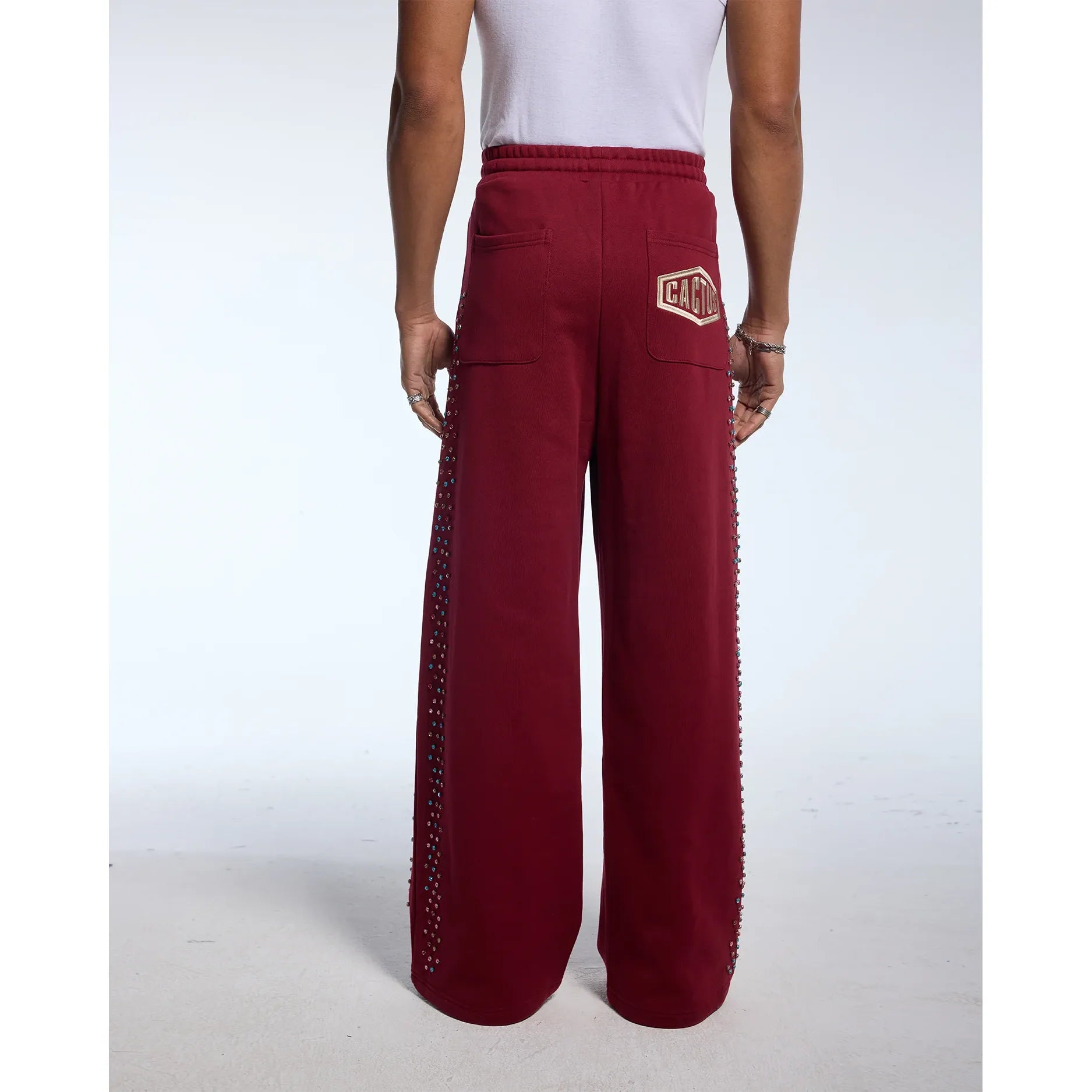 Azva Crystal Cactus Sweatpants Maroon