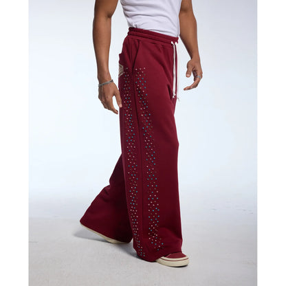 Azva Crystal Cactus Sweatpants Maroon