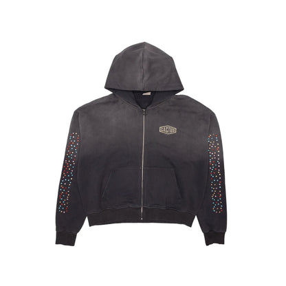 CRYSTAL CACTUS ZIP HOODIE - VINTAGE BLACK