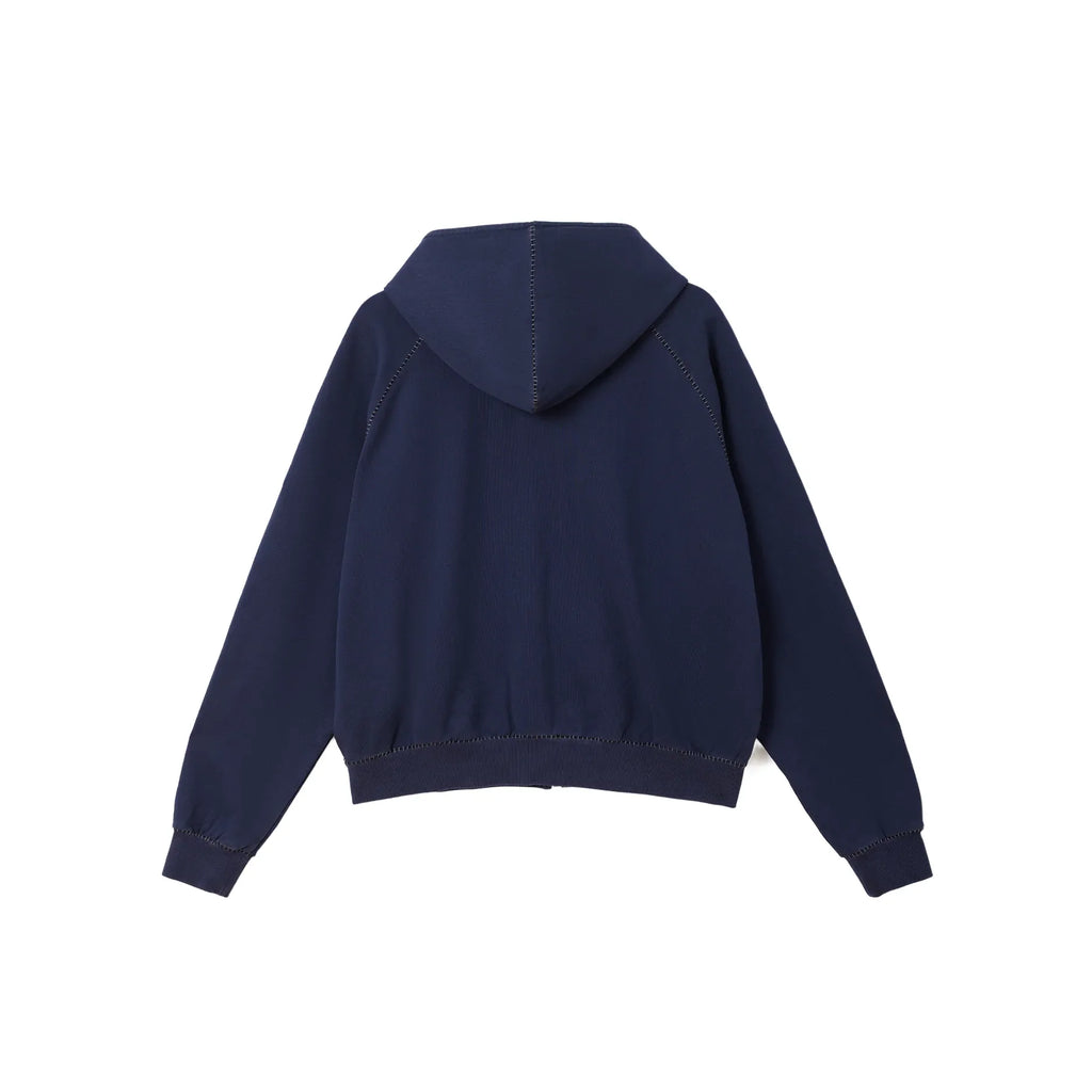 Azva BLANKET STITCH ZIP UP HOODIE Navy