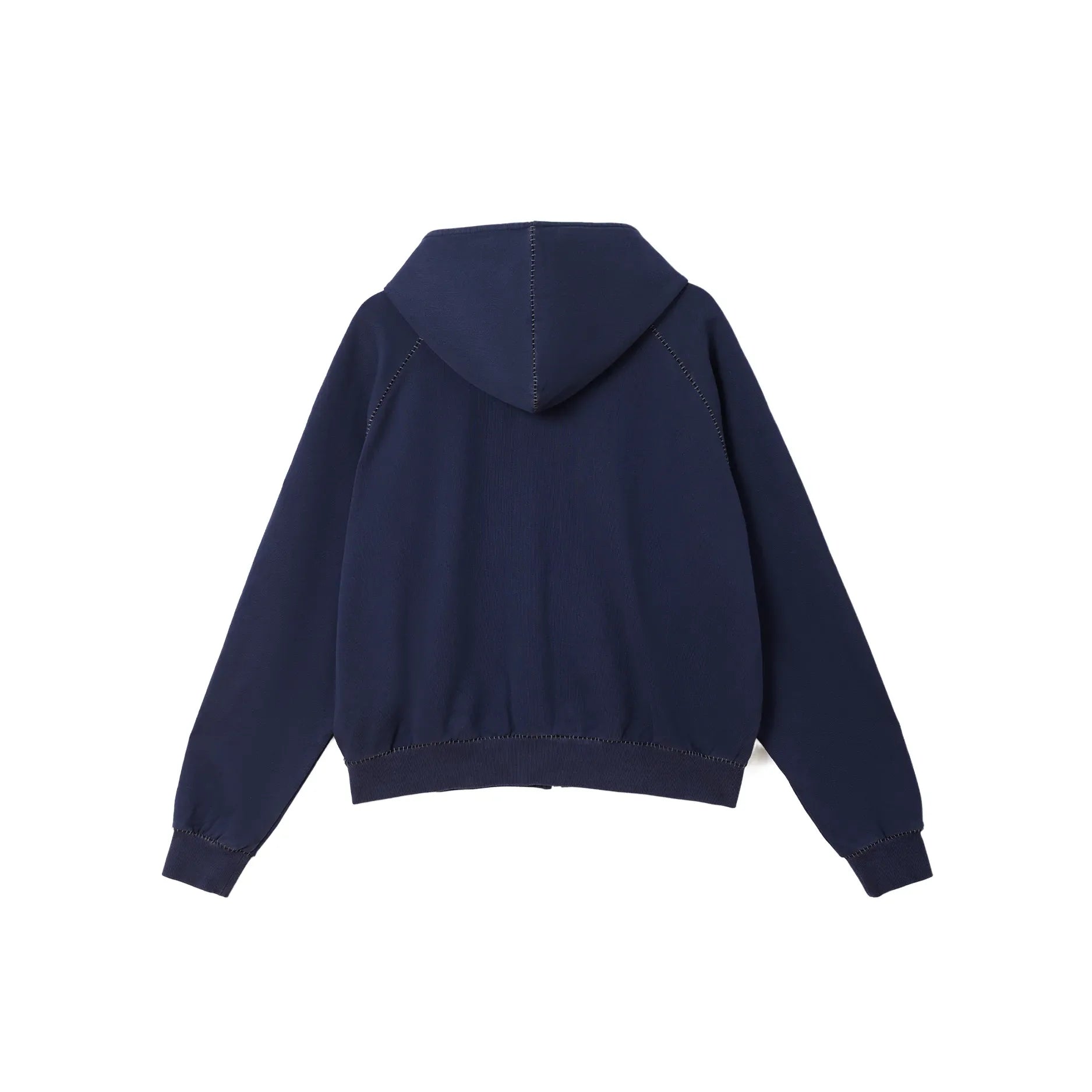Azva BLANKET STITCH ZIP UP HOODIE Navy