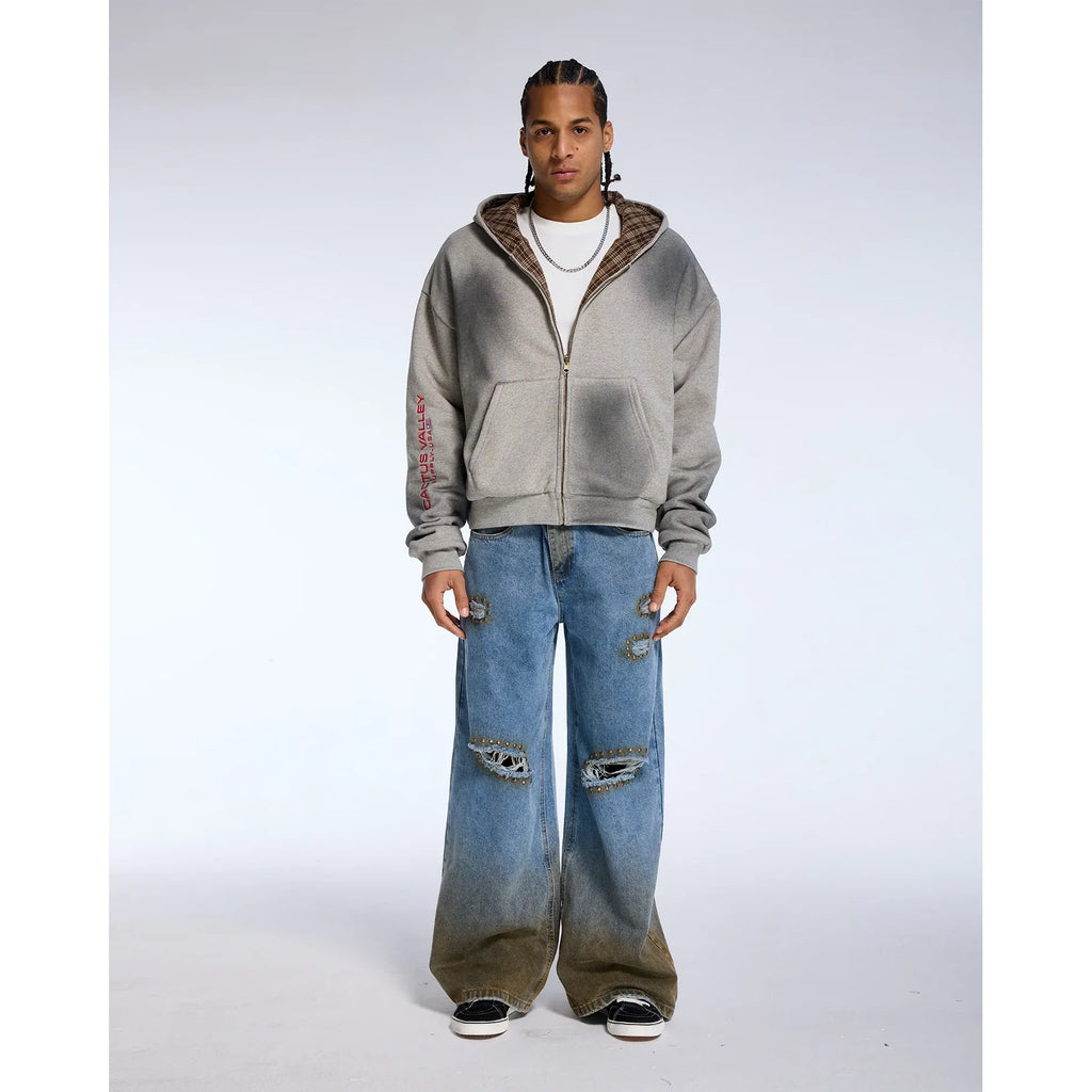 Azva Split Tone Zip-Up Hoodie