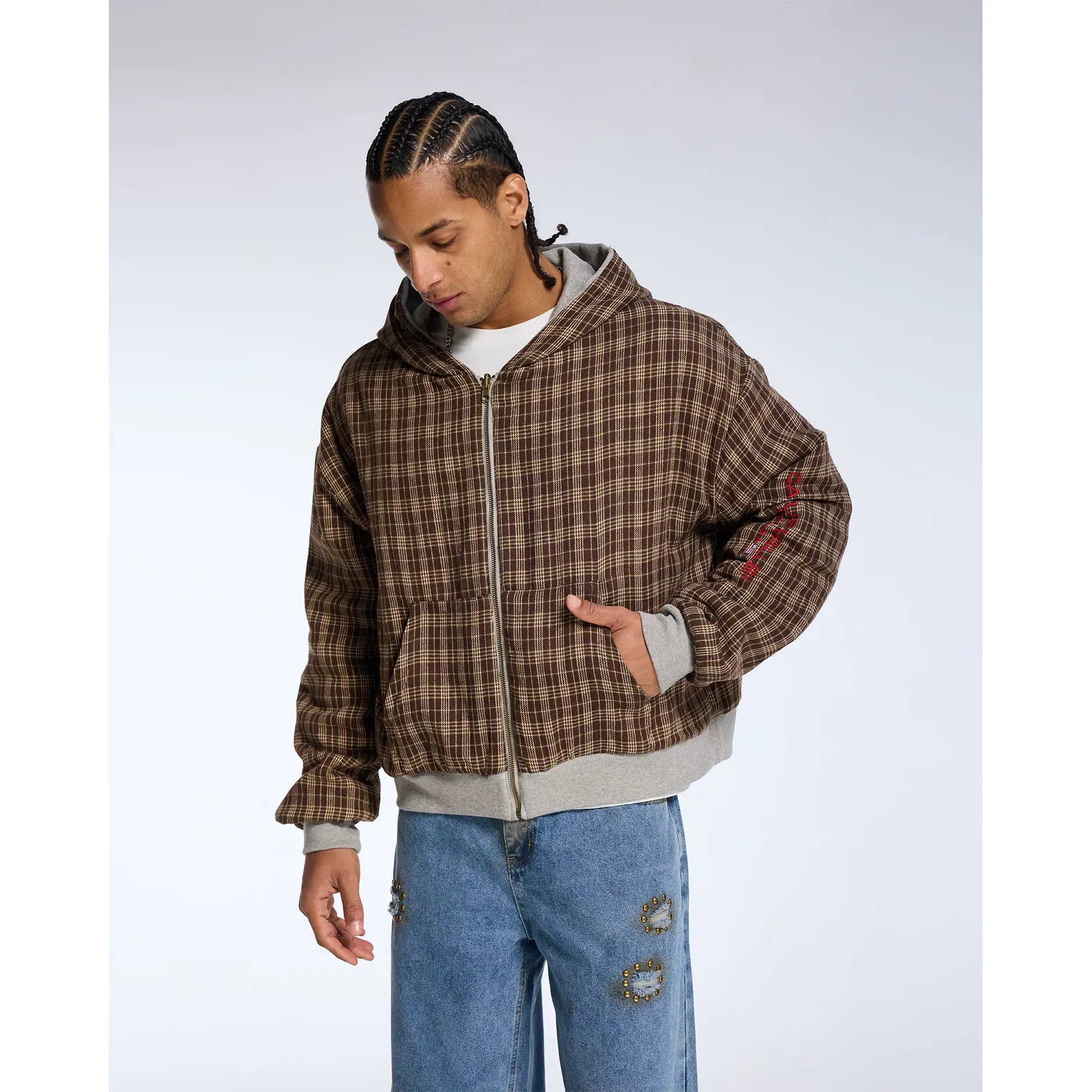 Azva Split Tone Zip-Up Hoodie