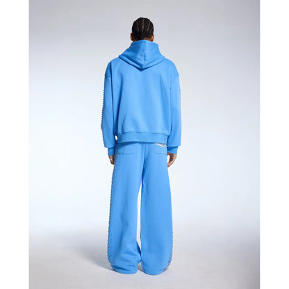 Azva Crystal Cactus Zip-Up Hoodie Baby Blue