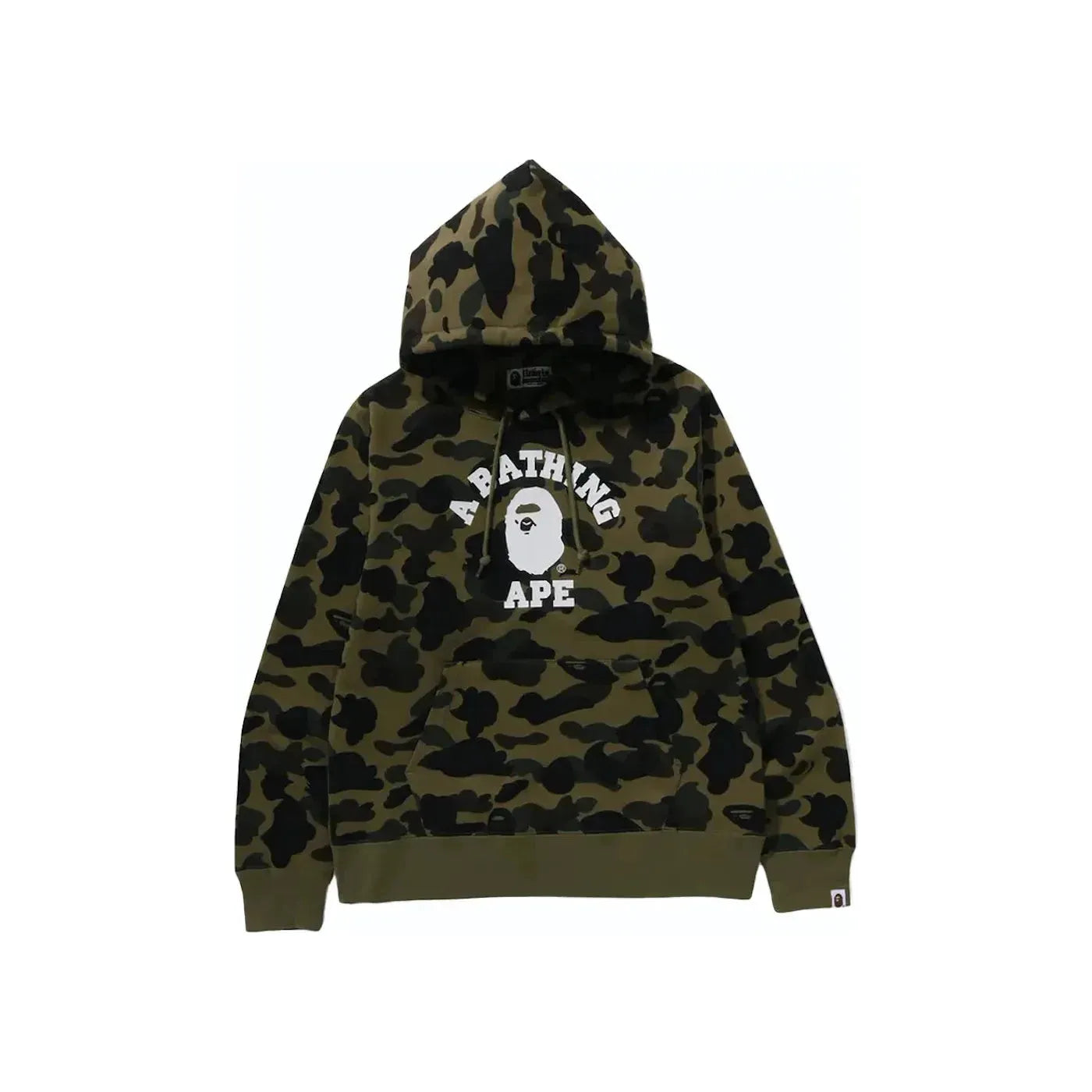 BAPE 1ST Camo College Logo Pullover Hoodie Green