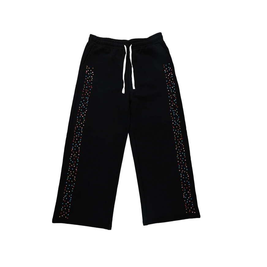 Azva Crystal Cactus Sweats - Black