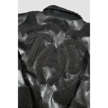 Faux Fur Vegan Leather Camouflage Jacket Black