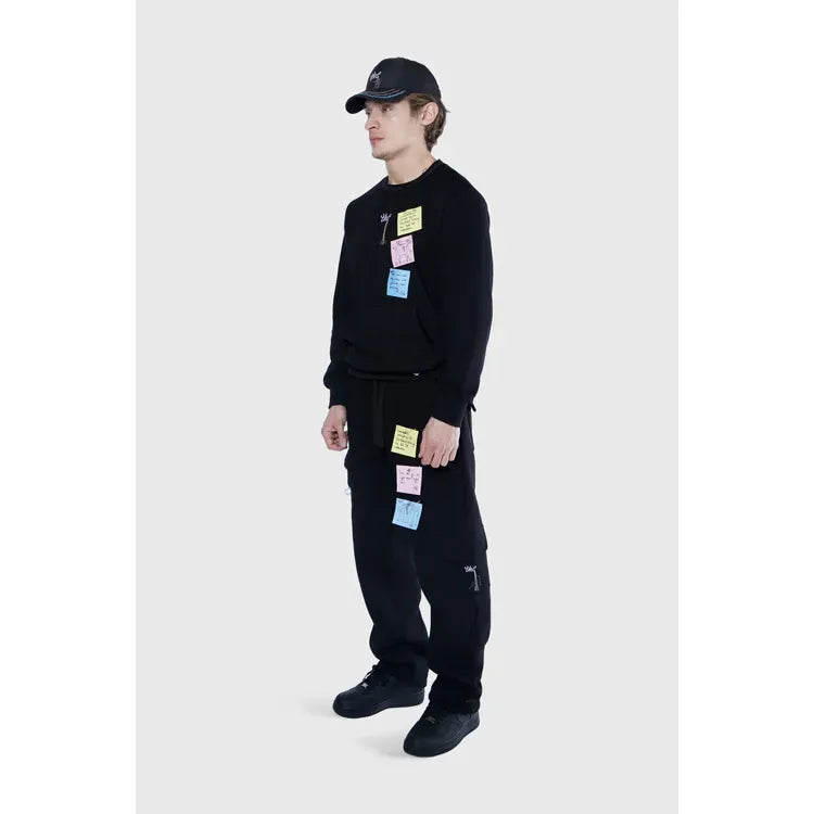 Sticky Notes Crewneck Sweater Black