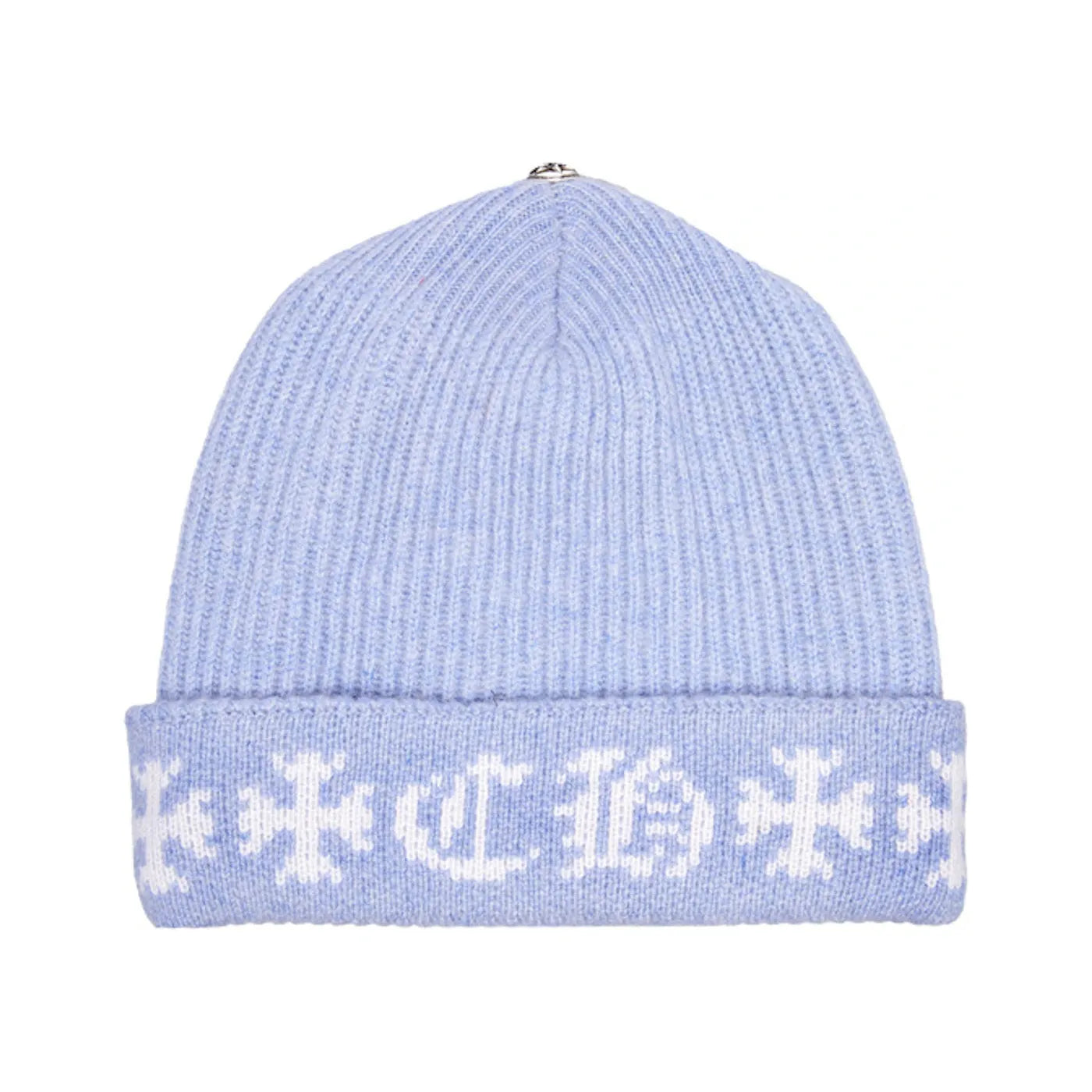 Chrome Hearts Big Daddy Cashmere Beanie Light Blue/White