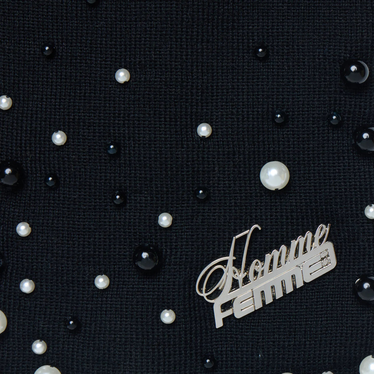 Homme Femme Pearl Beanie Black