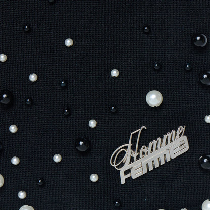 Homme Femme Pearl Beanie Black