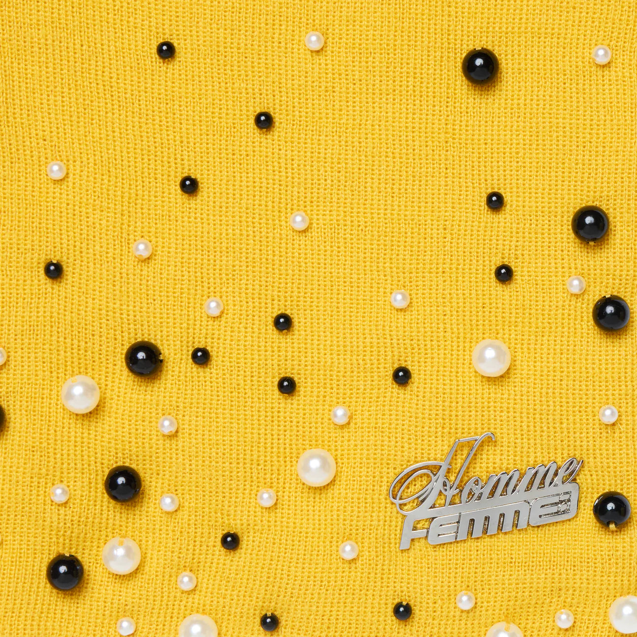 Homme Femme Pearl Beanie Yellow