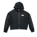 Azva Crystal Cactus Zip Hoodie - Black