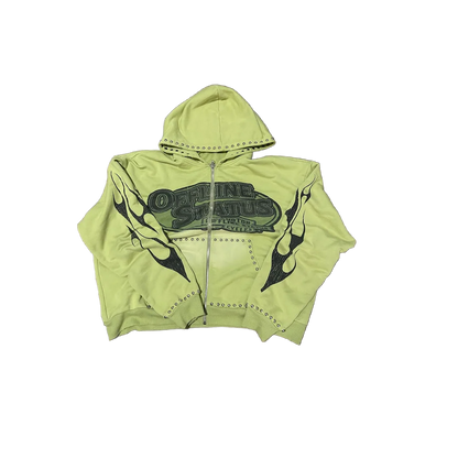 Offline Status Zip Up Hoodie Green