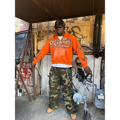 Offline Status Zip Up Hoodie Orange