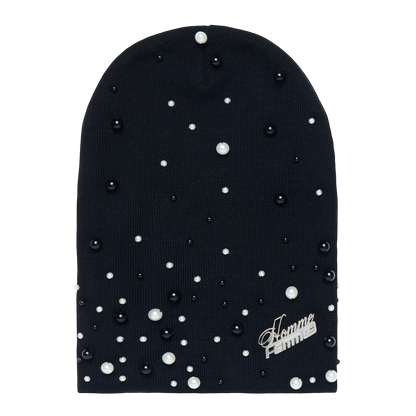 Homme Femme Pearl Beanie Black