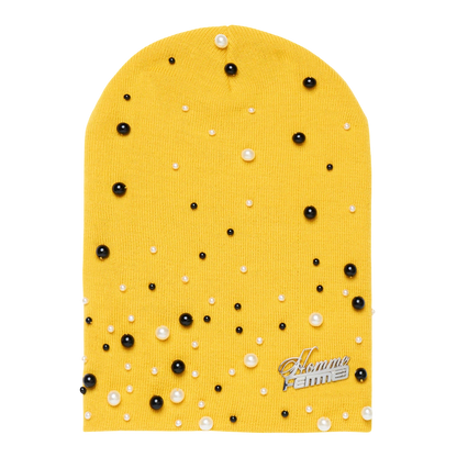 Homme Femme Pearl Beanie Yellow