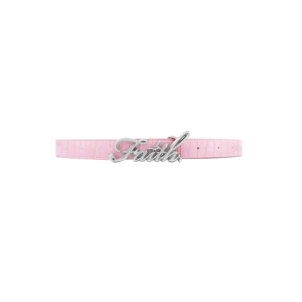 Faith By Luis Pink Crocodile Belt