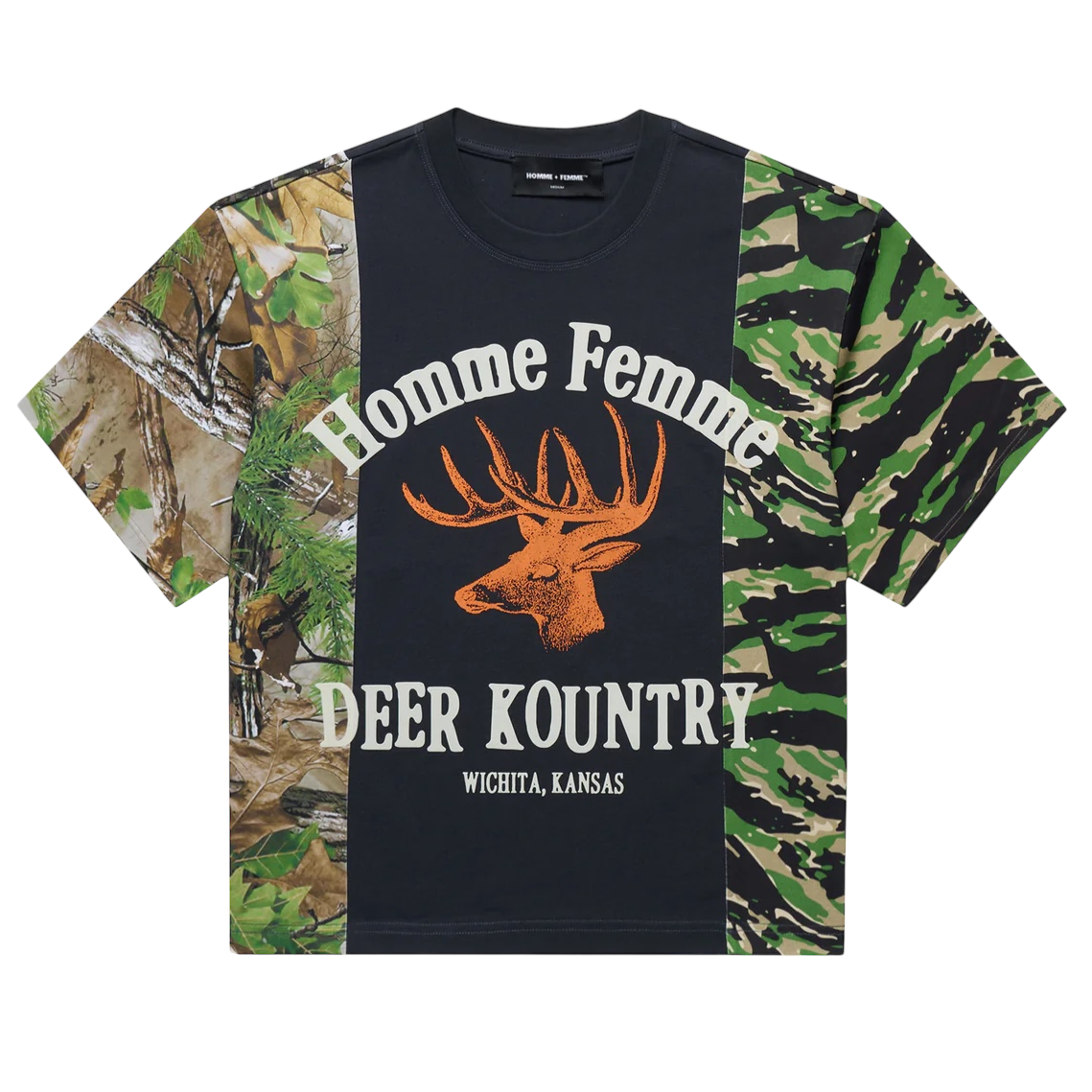 Homme Femme Deer Camo Split Tee