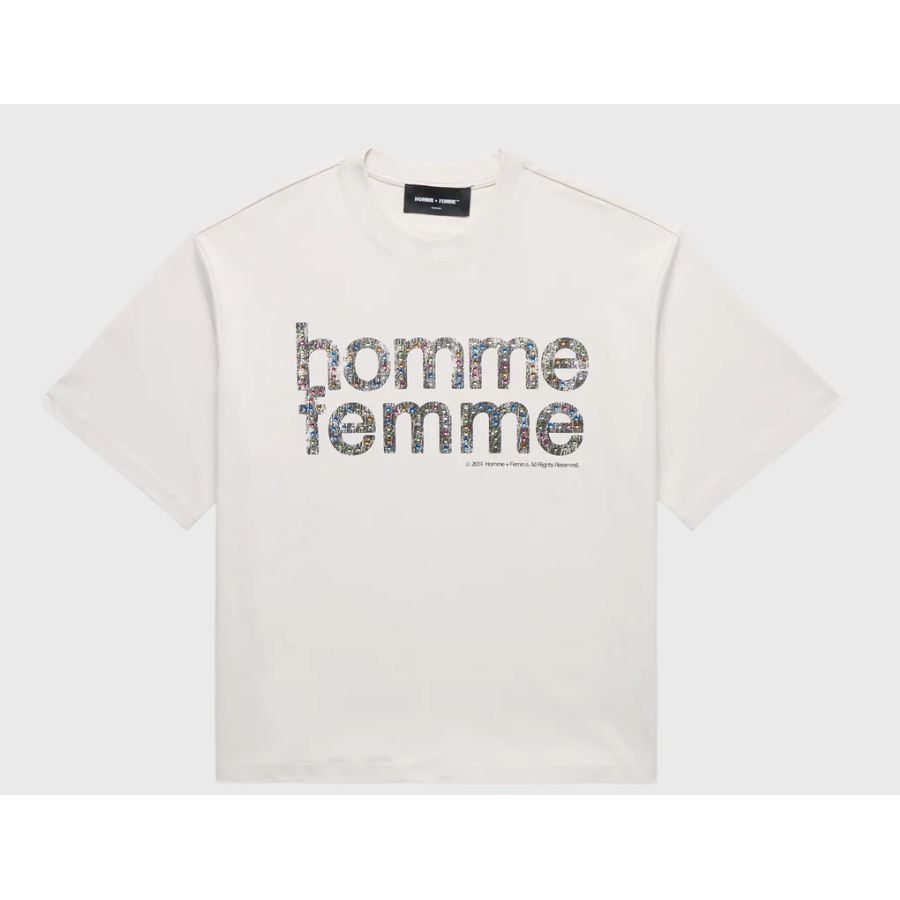 Homme Femme Mardi Grass White Cropped Tee