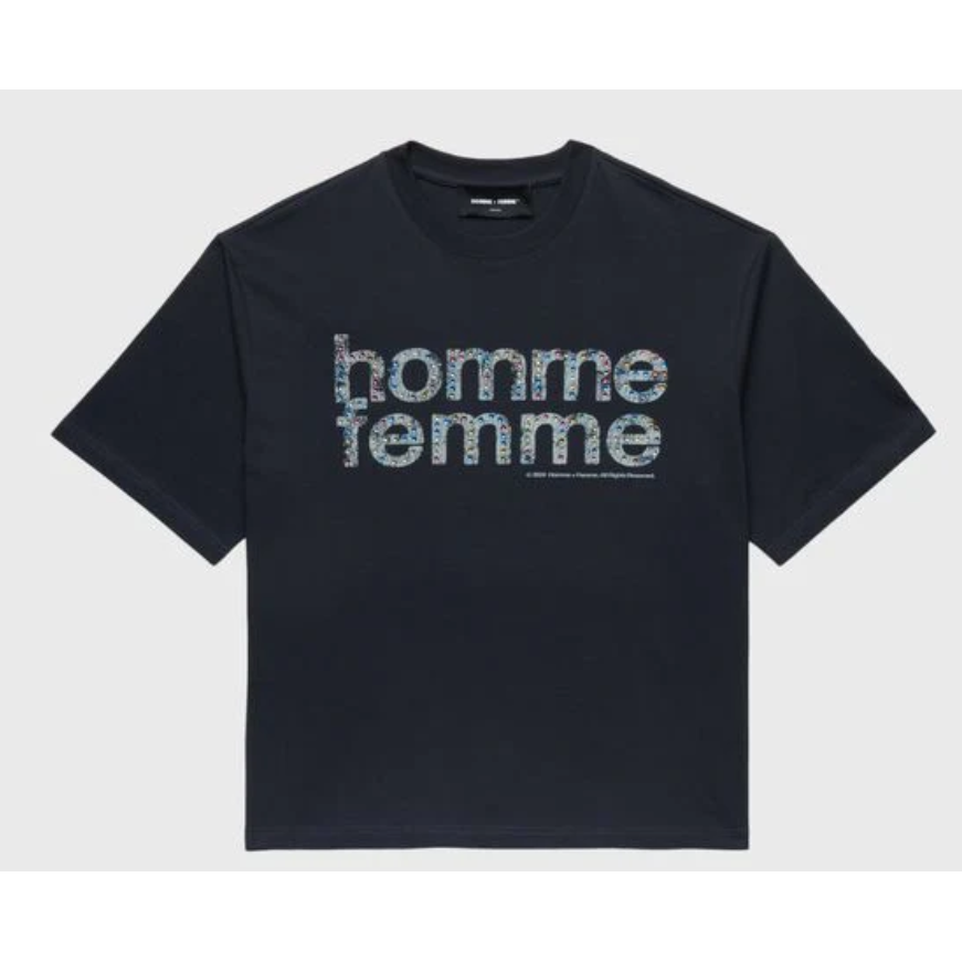 Homme Femme Mardi Grass Cropped Black Tee