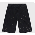 Homme Femme Gemstone Denim Black Shorts