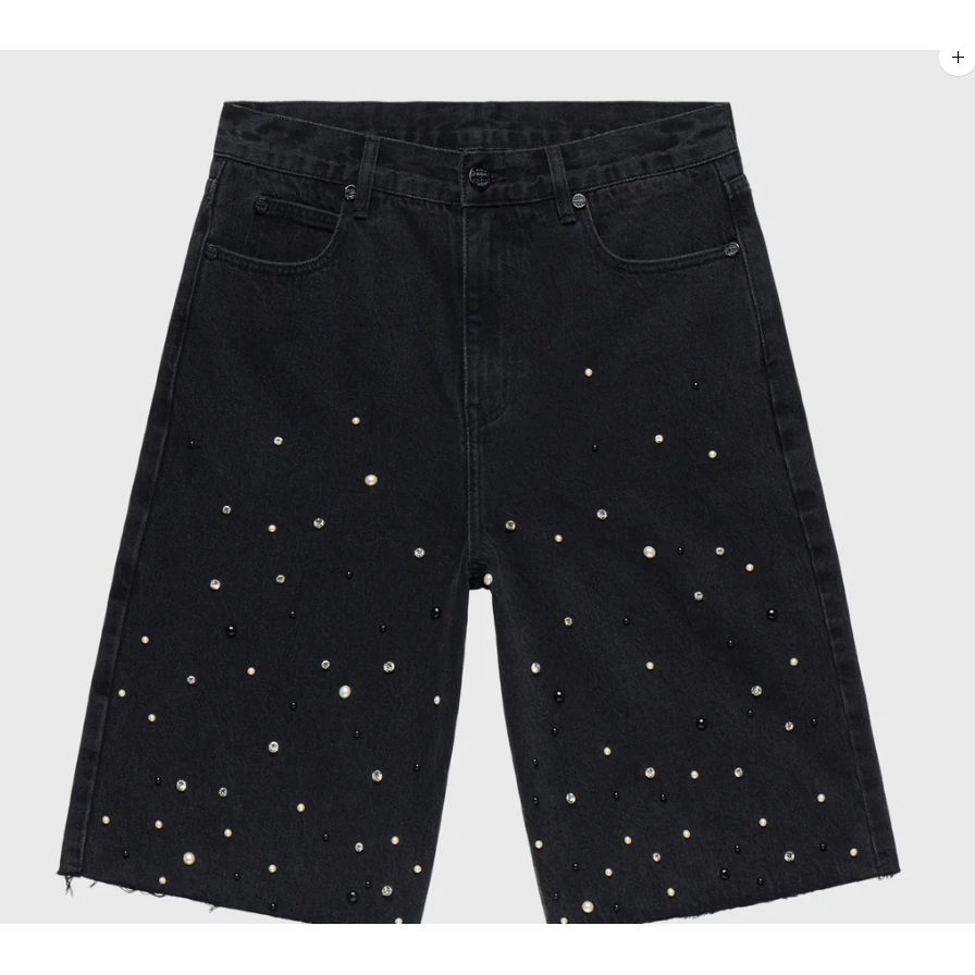 Homme Femme Gemstone Denim Black Shorts