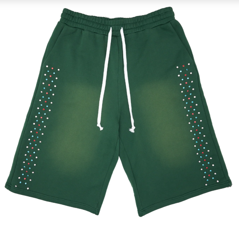 Azva Hidden Crystal Sweat Shorts GREEN