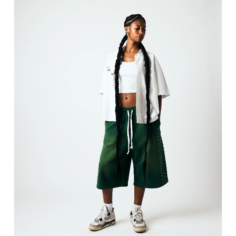 Azva Hidden Crystal Sweat Shorts GREEN