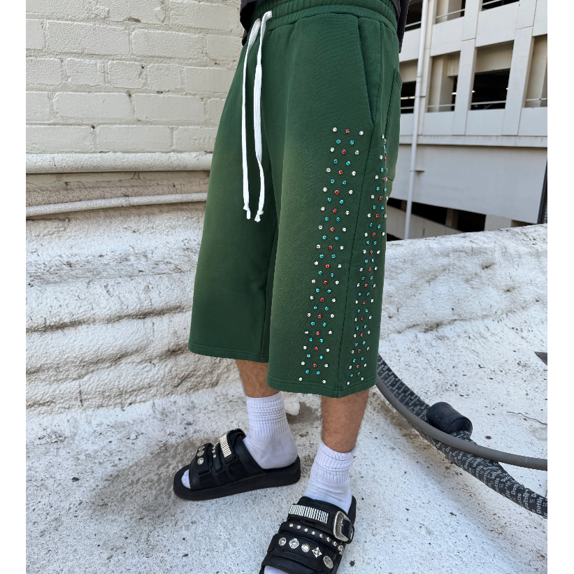 Azva Hidden Crystal Sweat Shorts GREEN